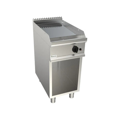Plaque à snacker lisse chromée électrique sur meuble ouvert - CASTA - Plancha électrique professionnelle