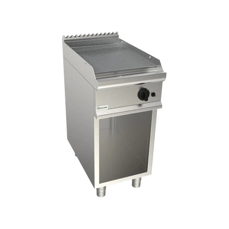 Plaque à snacker rainurée chromée électrique sur meuble ouvert - CASTA - Plancha électrique professionnelle