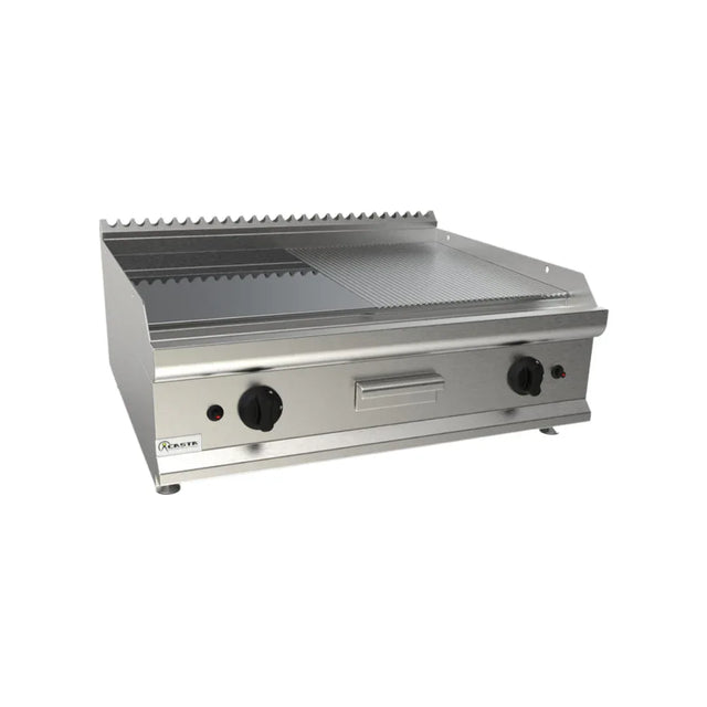 Plaque à snacker lisse+rainurée chromée électrique à poser - CASTA - Plancha électrique professionnelle