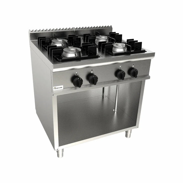 Cuisinière gaz sur meuble ouvert 4 feux 30kW - CASTA - Fourneau à gaz professionnel