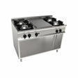 Cuisinière 4 feux + plaque coup de feu à gaz sur meuble ouvert - CASTA - Fourneau à gaz professionnel
