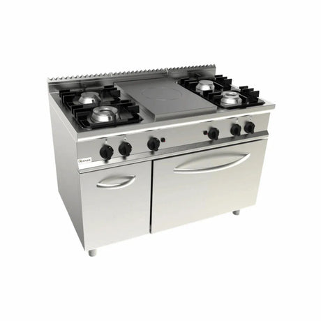 Cuisinière 4 feux + plaque coup de feu à gaz sur four gaz - CASTA - Fourneau sur four