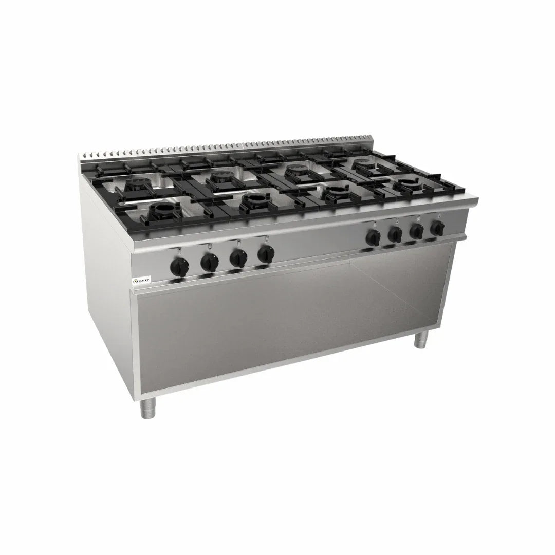 Cuisinière gaz sur meuble ouvert 8 feux 59,2kW - CASTA - Fourneau à gaz professionnel