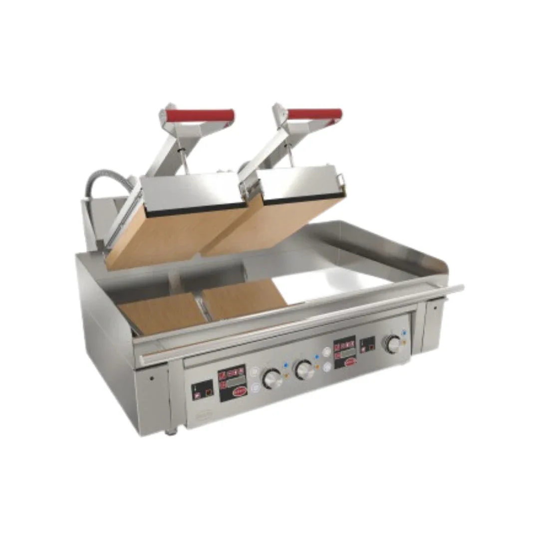 Plancha électrique à poser 3 zones + 1 presse CLAM - Puissance : 16 kW 400V - MIRROR - Plancha électrique professionnelle