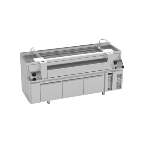 Meuble cokctail 3 tiroirs réfrigérée avec double évier - 2000x745x900mm - ERATOS - Station cocktail