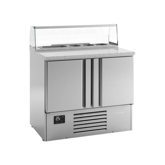 Table à pizza réfrigérée positive 0/+6°C en granit 2 portes 978x700x885mm - INFRICO - Table à pizza