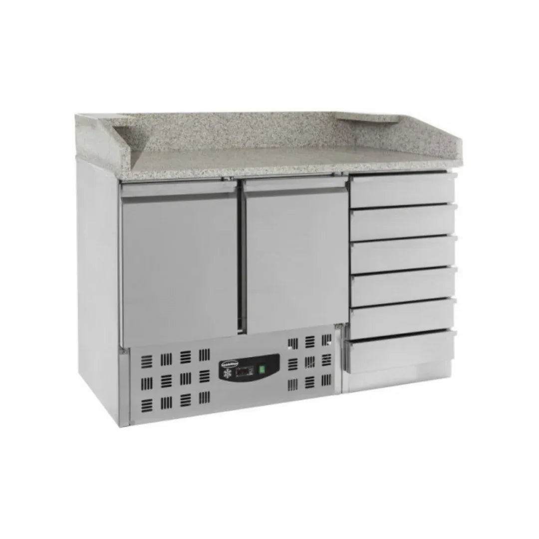 Meuble pizza compact GN 1/1 réfrigérée positive 0/+8°C gamme TOP - 3 portes CORECO MFCP-140 vue 1 - Usine CHR