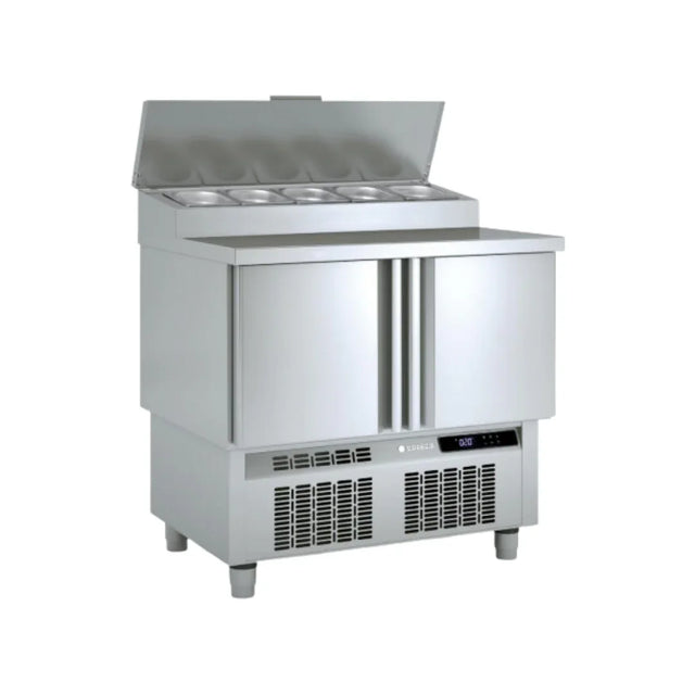 Meuble saladette plan en inox GN 1/1 réfrigérée positive 0/+8°C gamme TOP CORECO MFEI70-100 vue 1 - Usine CHR