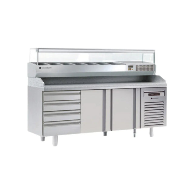 Meuble à pizza 800 réfrigérée positive 0/+8°C gamme TOP - 2 portes + 7 tiroirs neutres CORECO vue 1 - Usine CHR