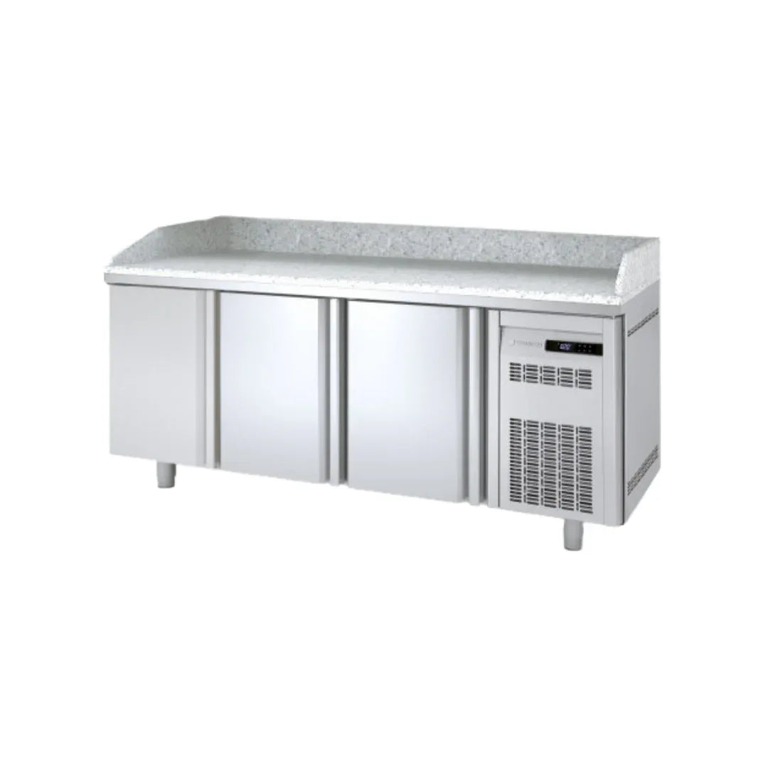 Meuble à pizza 600 réfrigérée positive 0/+8°C gamme TOP - 3 portes - 2020x600x850mm - CORECO - Table à pizza