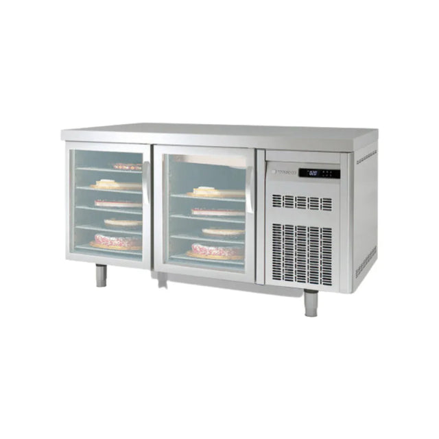 Meuble pâtissier 800 réfrigérée positive -2/+8°C gamme TOP - 2 portes vitrées -1495x800x850mm CORECO vue 1 - Usine CHR