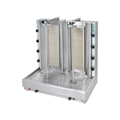 Machine à kebab gaz double 8 zones 940x640x990mm 28kW - VISVARDIS - Machine à kebab gaz