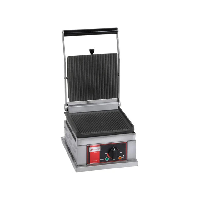 Panini simple en fonte rainurée - 295x433x301mm - 2 kW Mono 230V - SOFRACA - Grill panini professionnel