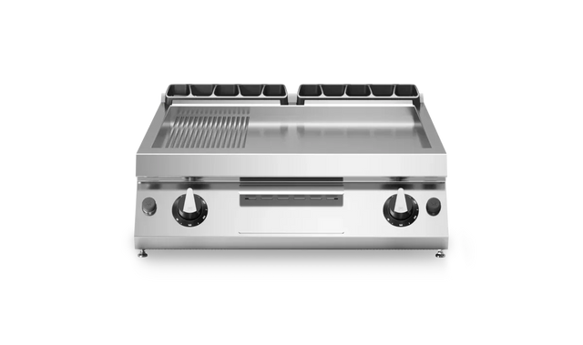 Plancha 2/3lisse et 1/3 rainurée 2 zones à gaz à poser - 14 kW Gaz - 800x730x280mm MODULAR vue 1 - Usine CHR