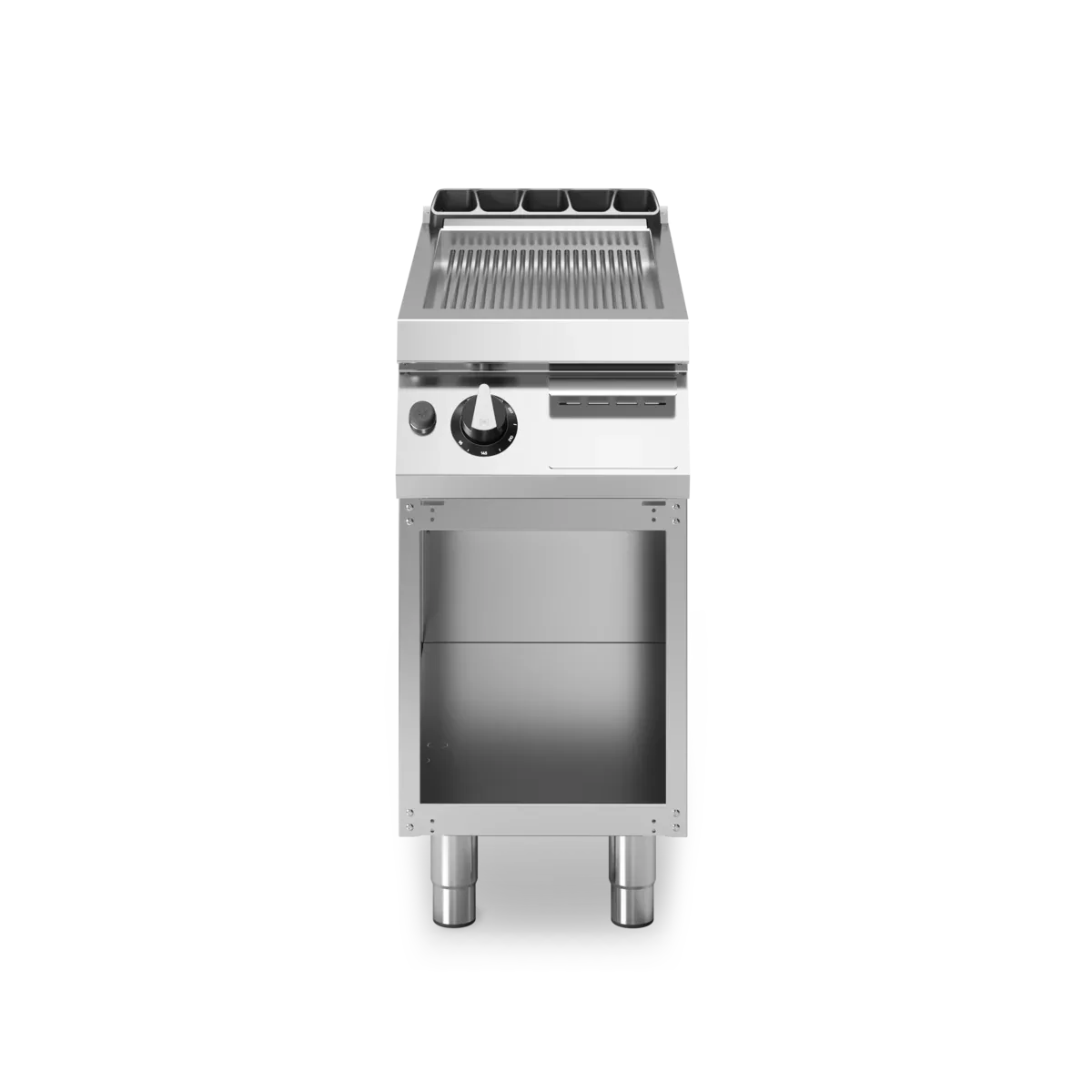 Plancha rainurée 1 zone à gaz sur meuble ouvert - 7 kW Gaz - 400x730x870mm MODULAR R70/40FTG/CR/A vue 1 - Usine CHR