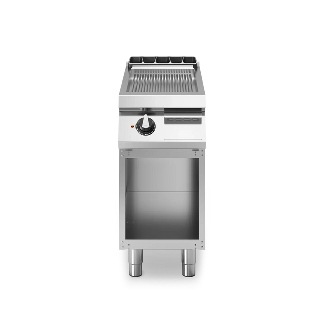 Plancha rainurée 1 zone électrique sur meuble ouvert - 5,4 kW 400V Tri - 400x730x870mm MODULAR vue 1 - Usine CHR