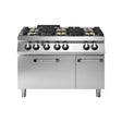 Fourneau 6 feux sur four gaz – 41,5 kW Gaz – 1200x730x870mm - MODULAR - Fourneau sur four