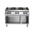 Fourneau 6 feux sur meuble ouvert – 33,5 kW Gaz – 1200x730x870mm - MODULAR - Fourneau à gaz professionnel