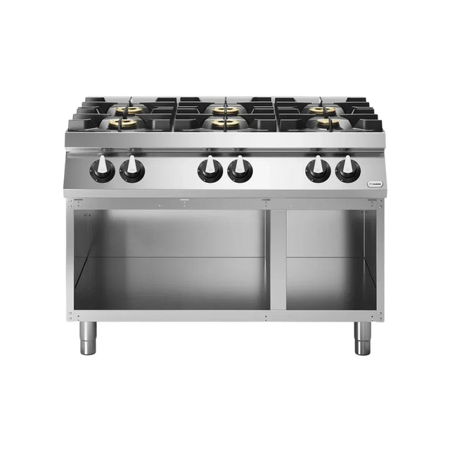 Fourneau 6 feux sur meuble ouvert – 33,5 kW Gaz – 1200x730x870mm - MODULAR - Fourneau à gaz professionnel