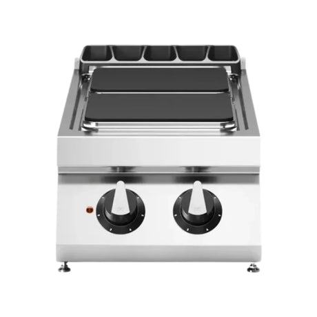 Fourneau 2 plaques électrique à poser – 5,2 kW 400V Tri – 400x730x280mm MODULAR R70/40PCEQ/T vue 1 - Usine CHR