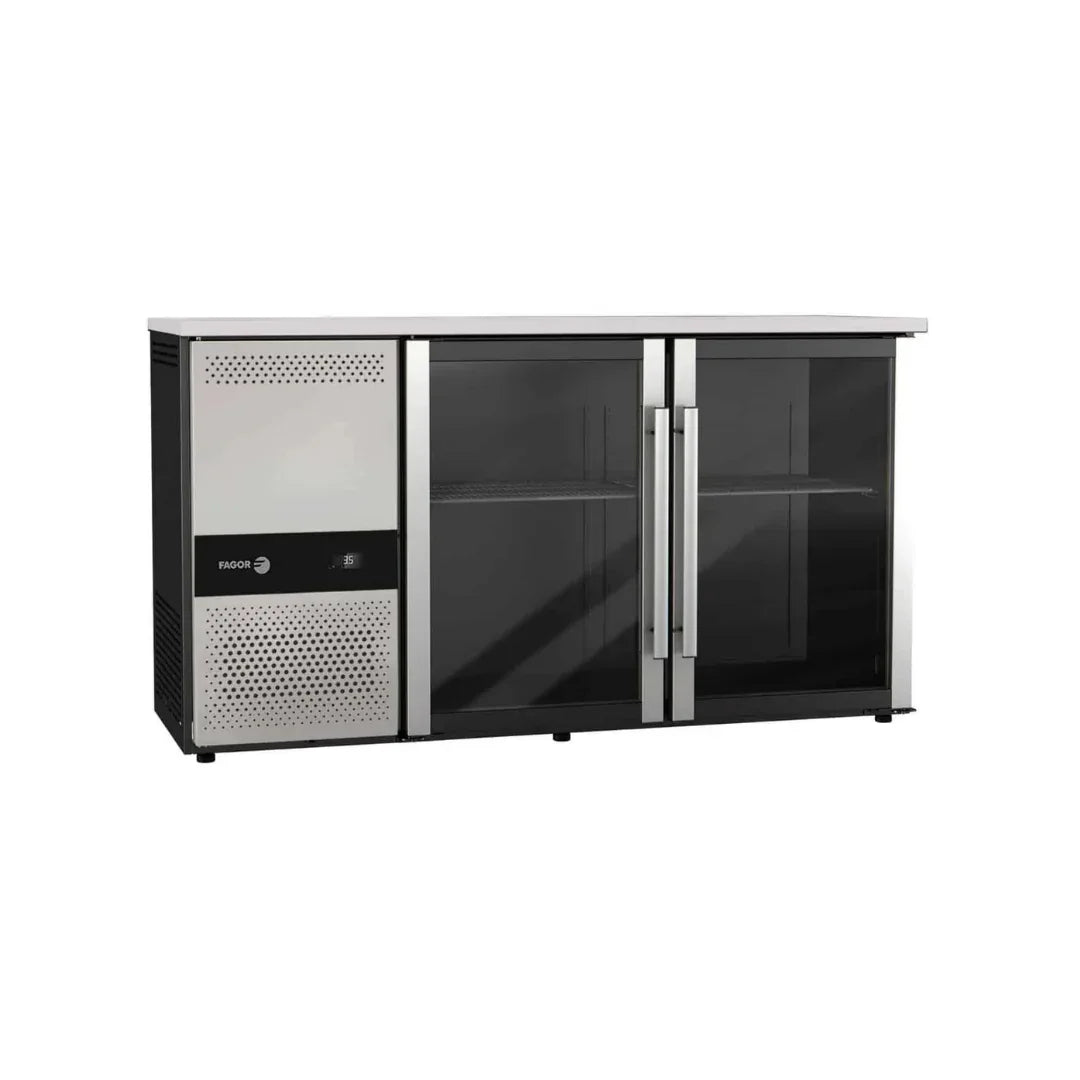 Arrière bar réfrigérée noir 2 portes vitrées - 1435x512x850mm - 264 litres - FAGOR - Arrière-bar réfrigéré