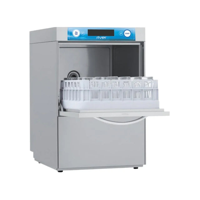 Lave verres RIVER - Panier 400x400mm - Passage : 320mm - Pompe de vidange de série - ELETTROBAR - Lave-verre professionnel