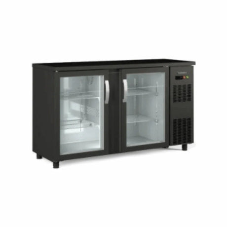 Arrière bar noir 2 portes vitrées battantes +2/+8°C - 1465x530x850mm - CORECO - Arrière-bar réfrigéré