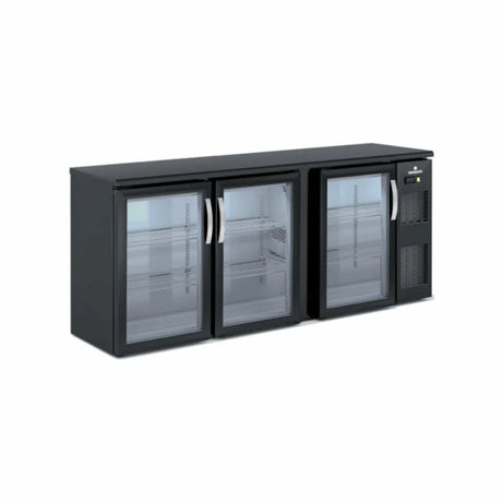 Arrière bar noir 3 portes vitrées battantes +2/+8°C - 2005x530x850mm - CORECO - Arrière-bar réfrigéré