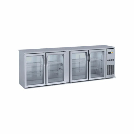 Arrière bar en inox 4 portes vitrées battantes +2/+8°C - 2545x530x850mm - CORECO - Arrière-bar réfrigéré