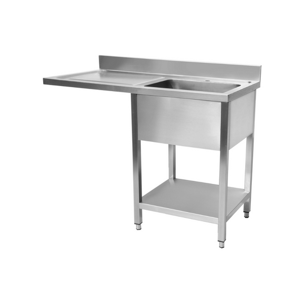 Plonge en inox 1 bac 500x400x250mm + égouttoir gauche 1200x600x850mm