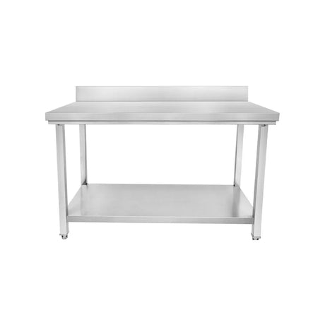 Table en inox avec dosseret + étagère basse 1600x700x850mm - ARKA