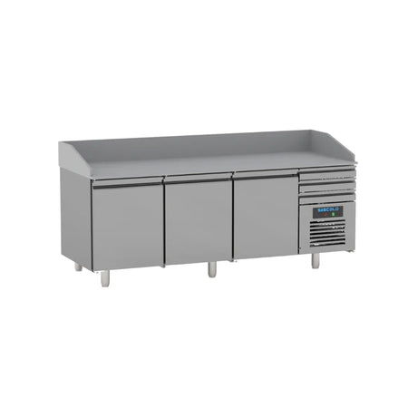 Table à pizza réfrigérée -2/+8°C 3 portes en granit 2150x800x1080mm - SASCOLD - table à pizza