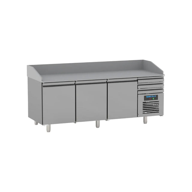 Table à pizza réfrigérée -2/+8°C 3 portes en granit 2150x800x1080mm - SASCOLD - table à pizza