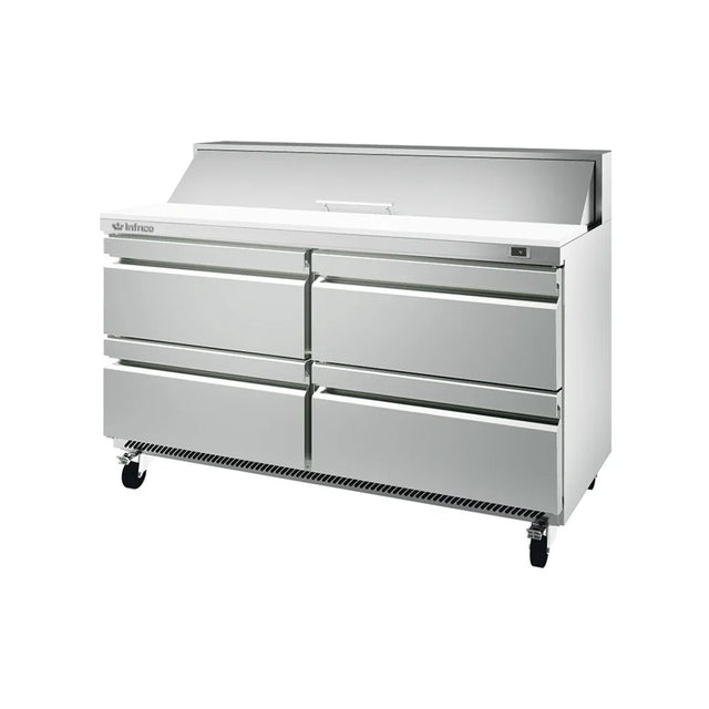 Saladette réfrigérée positive 4 tiroirs 0/+6°C - Capacité : 480 litres 16xGN 1/6 - 1533x766x1175mm - INFRICO - Meuble saladet