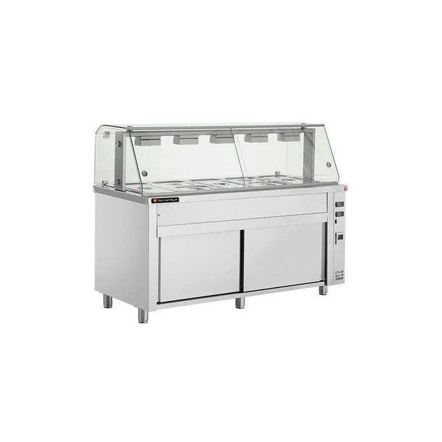 Vitrine bains-marie sur placard neutre - 5x GN 1/1 + lampe chauffante ARKA VBM5 vue 1 - Usine CHR