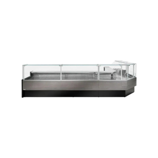 Vitrine réfrigérée ventilée avec réserve 2500x1090x1280mm +2/+8°C - PORTHOS - ARKA - Vitrine de présentation, Vitrine boucher