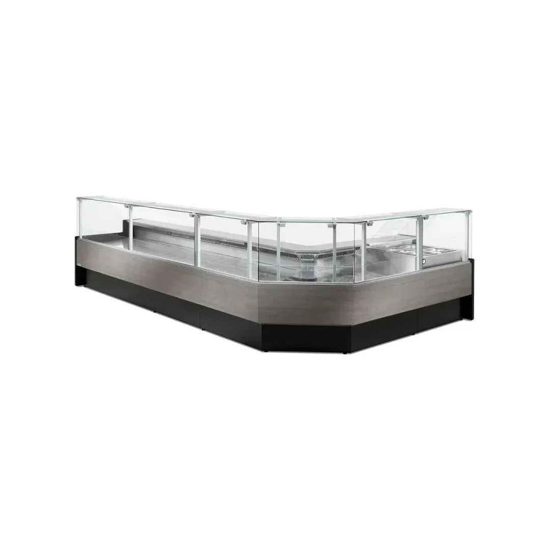 Vitrine réfrigérée ventilée sans réserve 2500x1090x1280mm +2/+8°C - PORTHOS - ARKA - Vitrine de présentation, Vitrine boucher