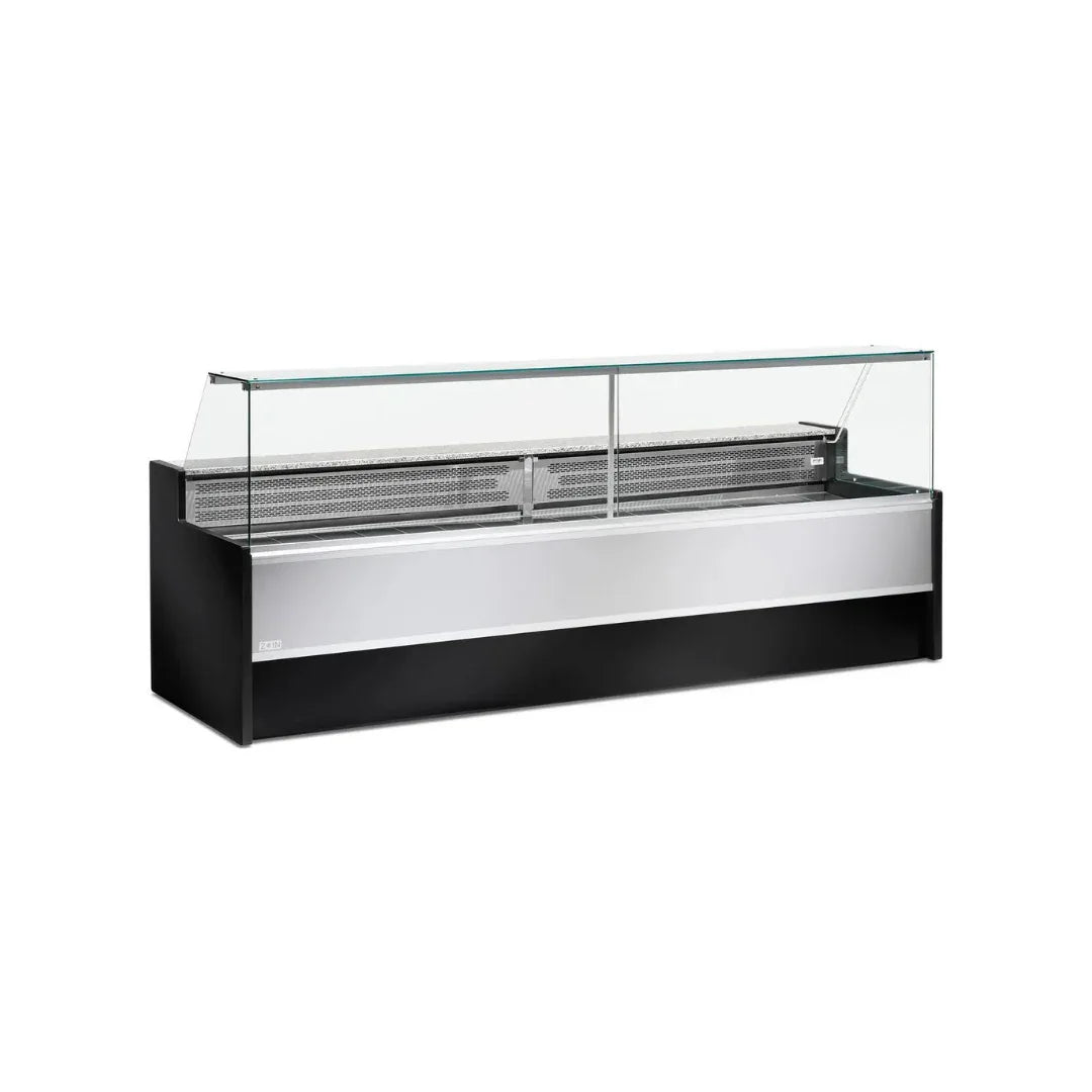 Vitrine réfrigérée ventilée sans réserve 3000x1090x1280mm +2/+8°C - PORTHOS - ARKA - Vitrine de présentation, Vitrine boucher