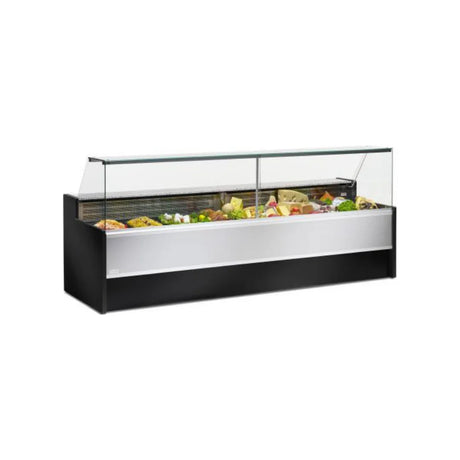 Vitrine réfrigérée statique avec réserve 2000x980x1270mm +2/+8°C - MESETAS - ARKA - Vitrine de présentation, Vitrine boucheri