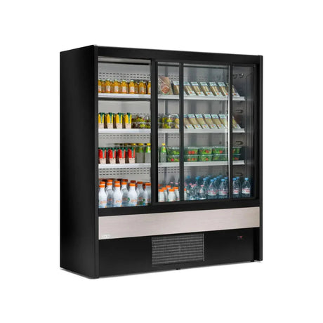 Vitrine murale réfrigérée portes coulissantes 4 niveaux 1500x710x2000mm +2/+8°C - CERVINO - ARKA - Vitrine réfrigérée murale