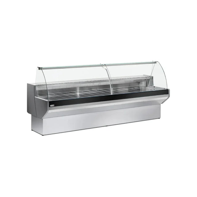 Vitrine réfrigérée ventilée avec réserve vitre bombée 1500x910x1280mm +2/+8°C - PATAGONIA - ARKA - Vitrine de présentation, V