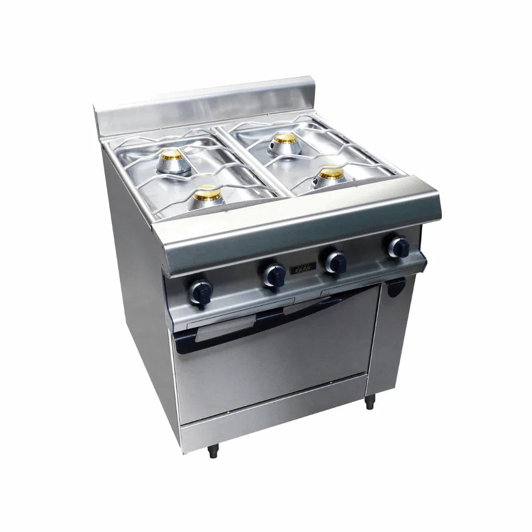 4 feux nus gaz sur four électrique - CAPIC - Fourneau sur four