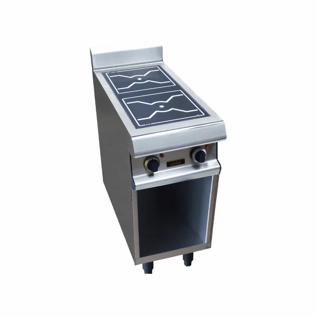 2 foyers vitrocéramique sur placard ouvert - CAPIC - Fourneau électrique professionnel