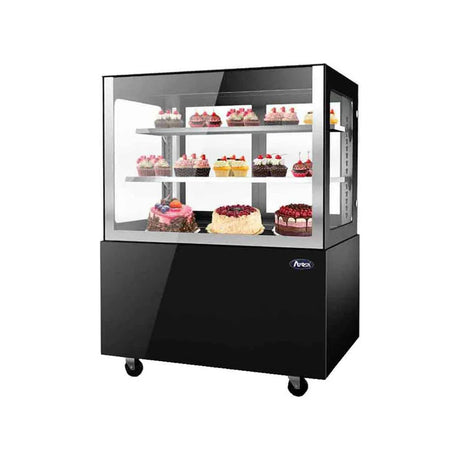 Vitrine panoramique noir 3 niveaux -  +2/+8°C - 1800x660x1200mm - ATOSA - Vitrine de présentation, Vitrine réfrigérée à desse